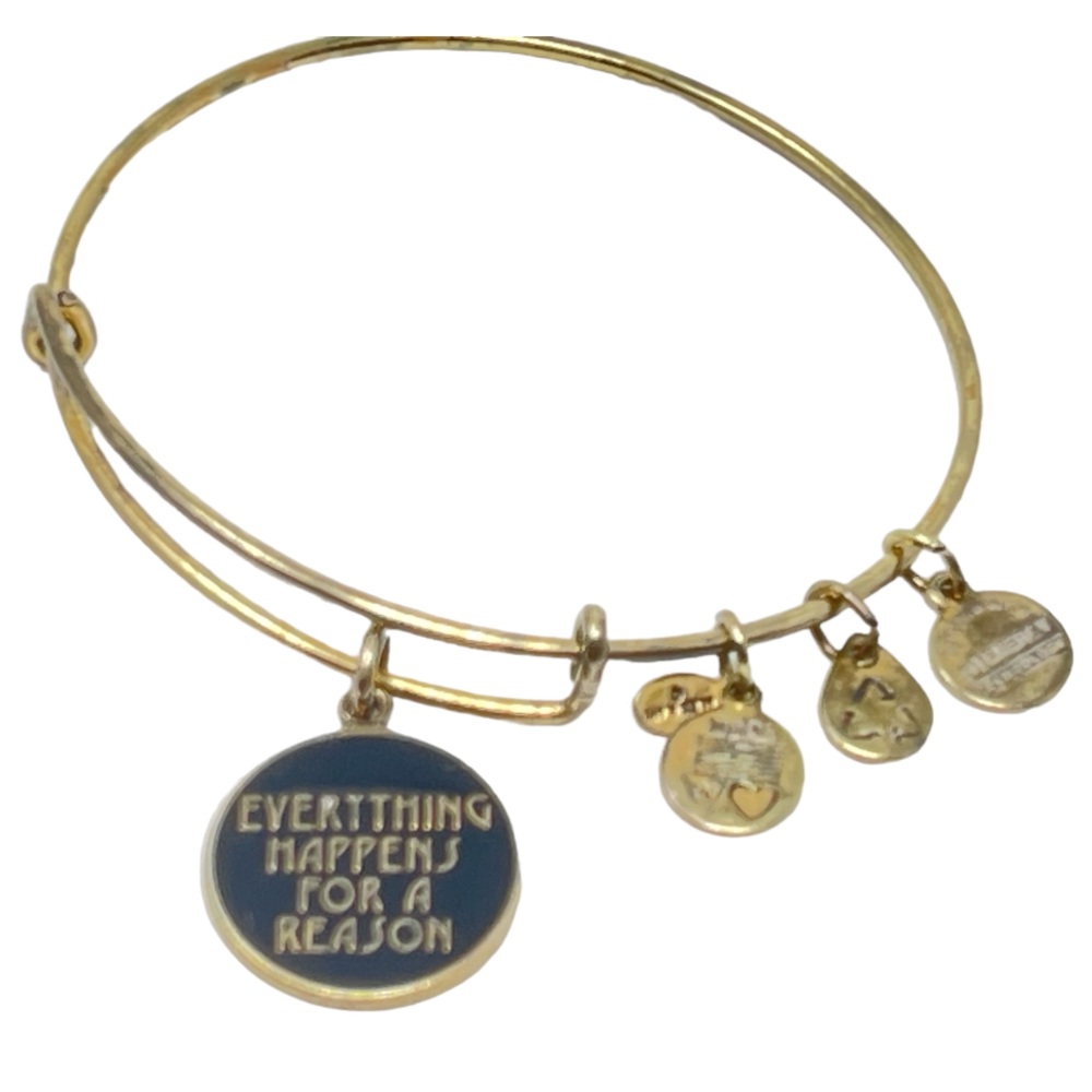 Alex & Ani Everything Happens for a Reason Gold Tone Charm Bangle